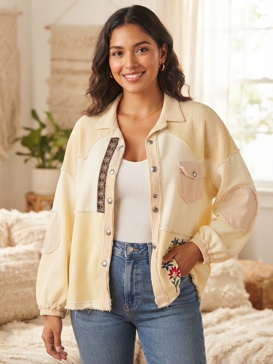 POL Jackets & Blazers - POL Patchwork Cream Jacket NWOT
